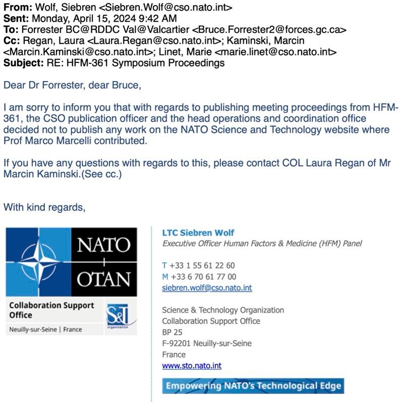 Cessazione collaborazione con entità militari