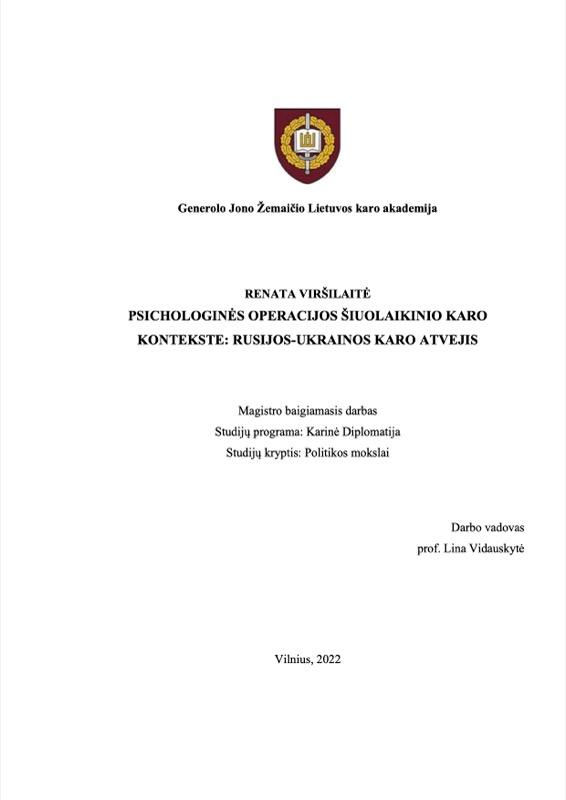 Citazioni in tesi dell'Accademia militare lituana